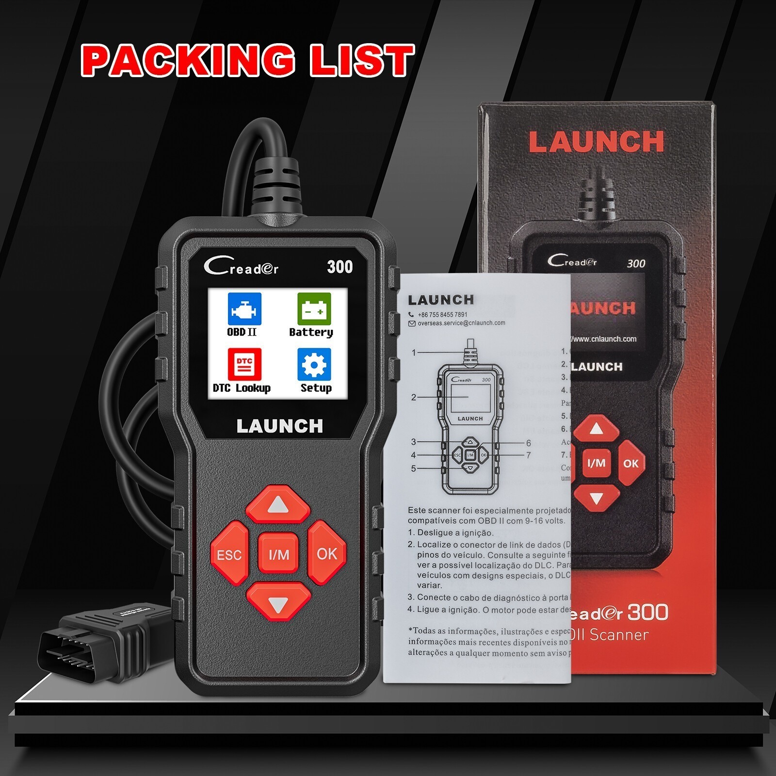 LAUNCH CR300 Car Engine Diagnostic Scanner OBD2 Fault Code Reader Tool CAN EOBD
