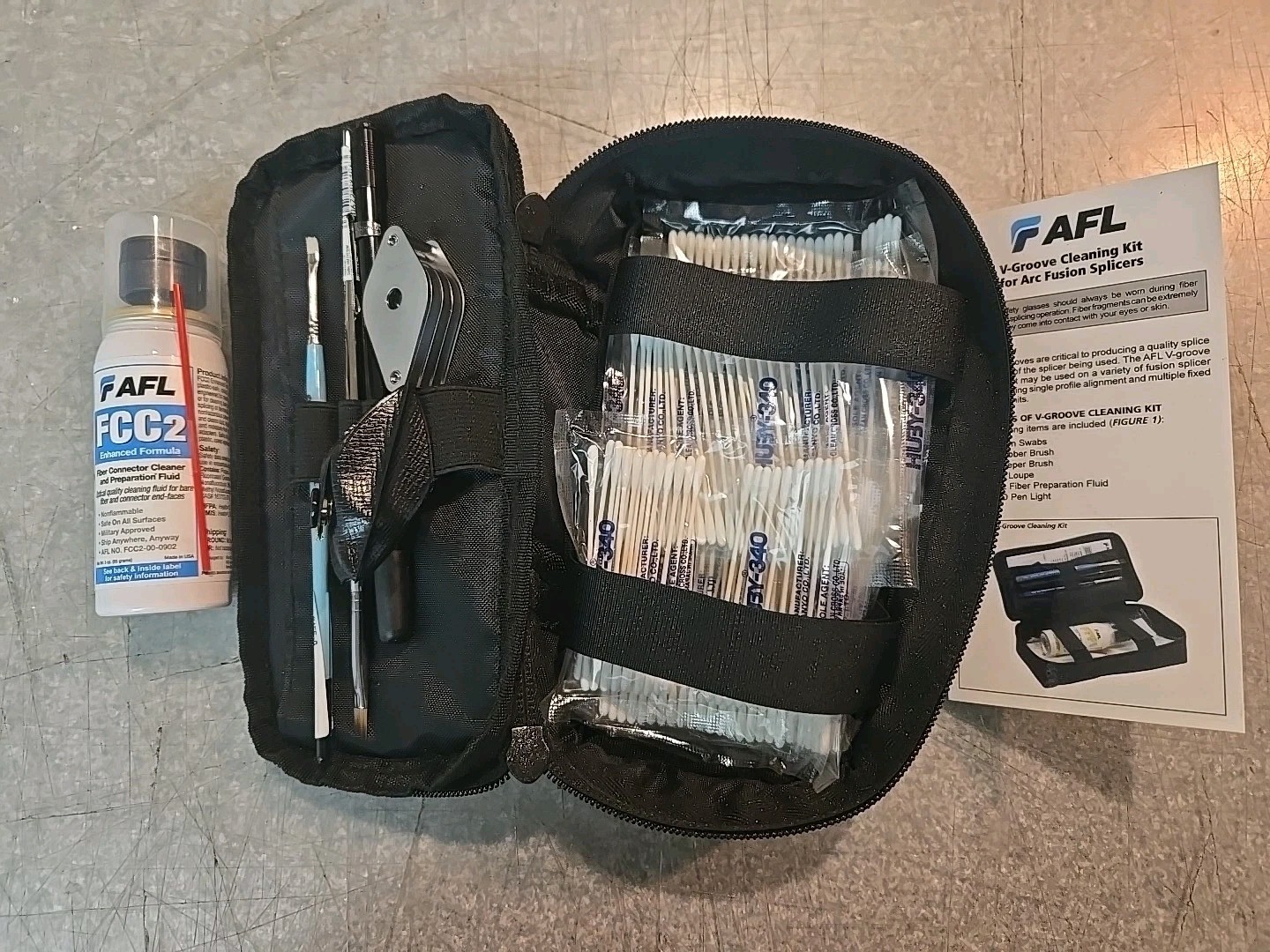 AFL V-Groove Cleaning Kit For Arc Fusion Splicers S014397 New