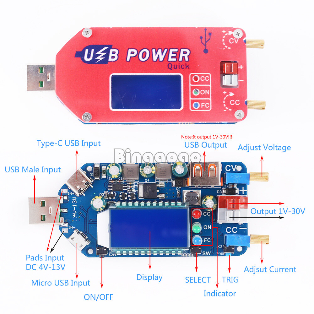 USB DC 5V to 3.3-24V Adjustable Step Up/Down Boost Buck Power Supply Module D