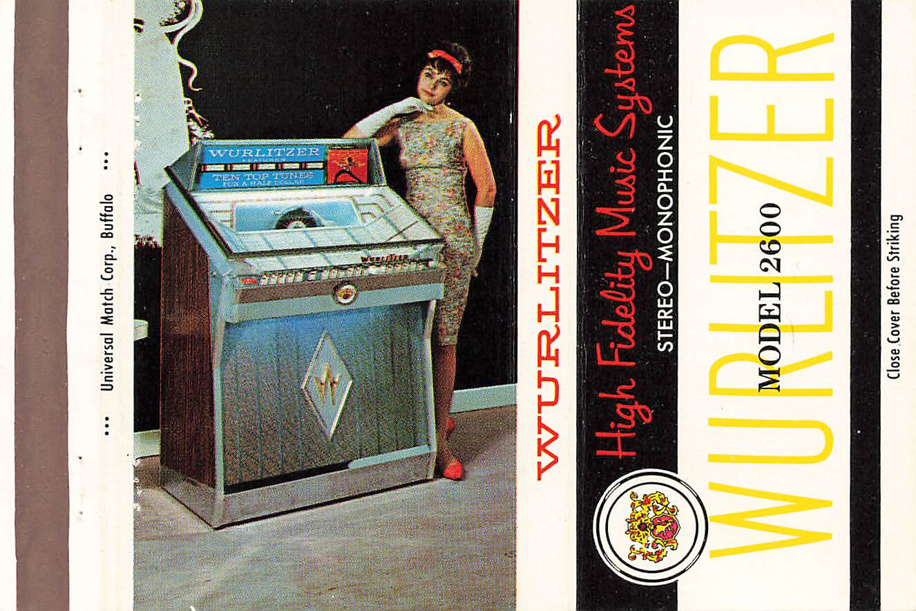 Wurlitzer Jukebox Model 2600 Original Vintage Advertising Match Cover