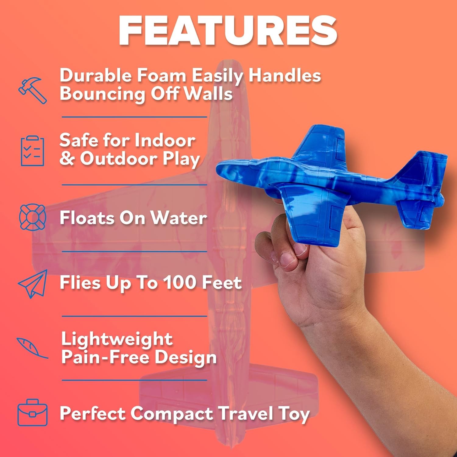 Airplane Toy Foam Airplanes for Kids - Best Stocking Stuffers for Boys & Girls -