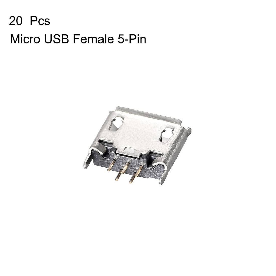 20PCS Micro USB Female Socket Connector Port, 5-Pin 180 Degree Adapter