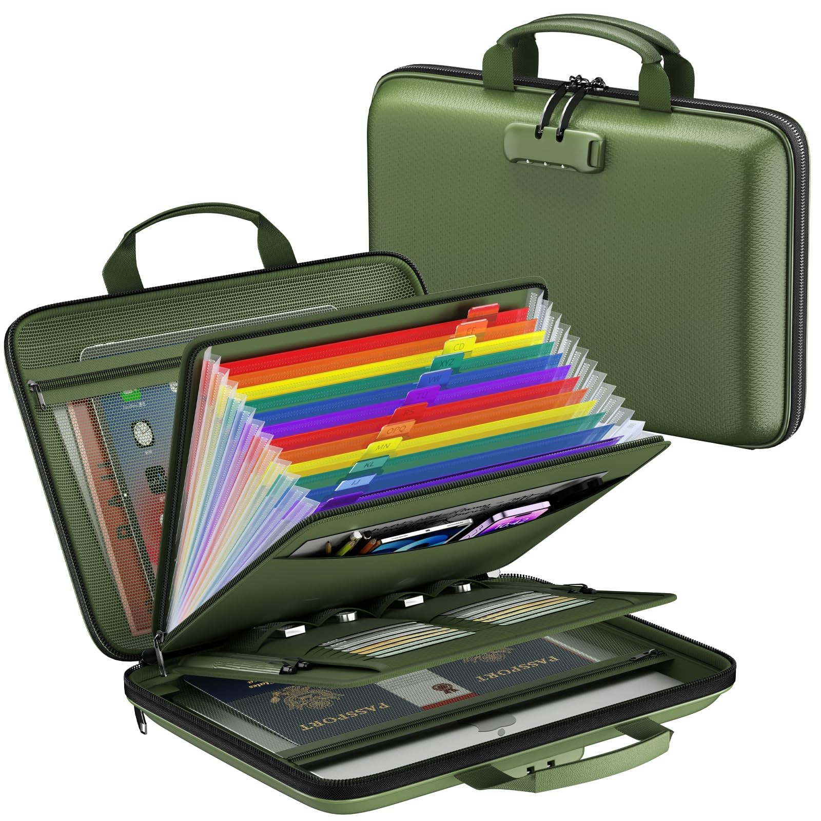 Fireproof File Organizer,Fireproof Document Box with Lock,Large 13 Pocket Exp...