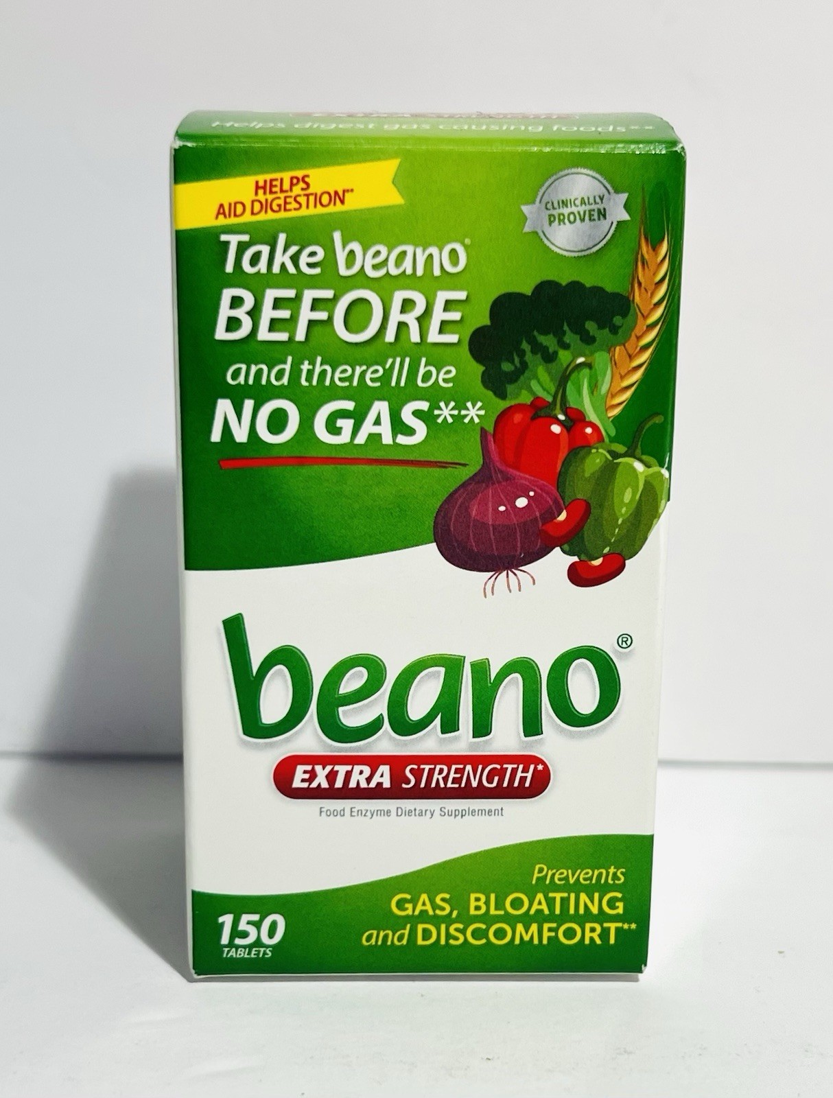Beano Food Enzyme Dietary Supplement Help Digest Gas-Causing Foods 150 Tablets