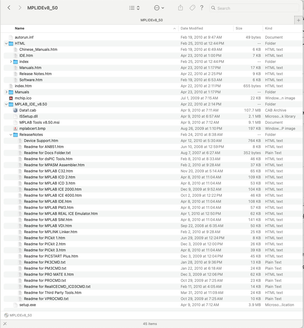 MicroChip MPLAB IDE v8.50 Software Installation CD