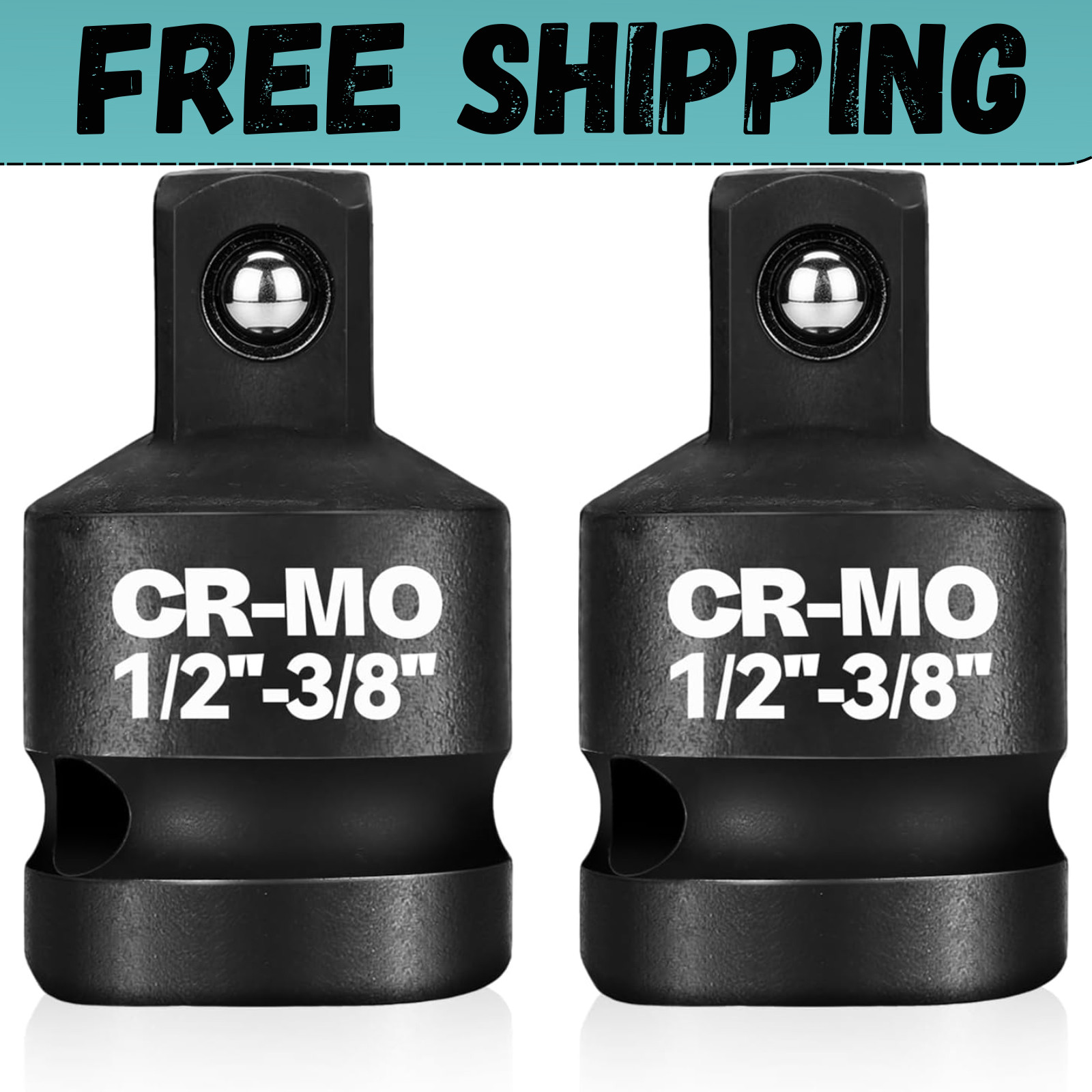 1/2" Female to 3/8" Male Impact Socket Adapter Reducer Set, 2 Pcs Chrome Molybde