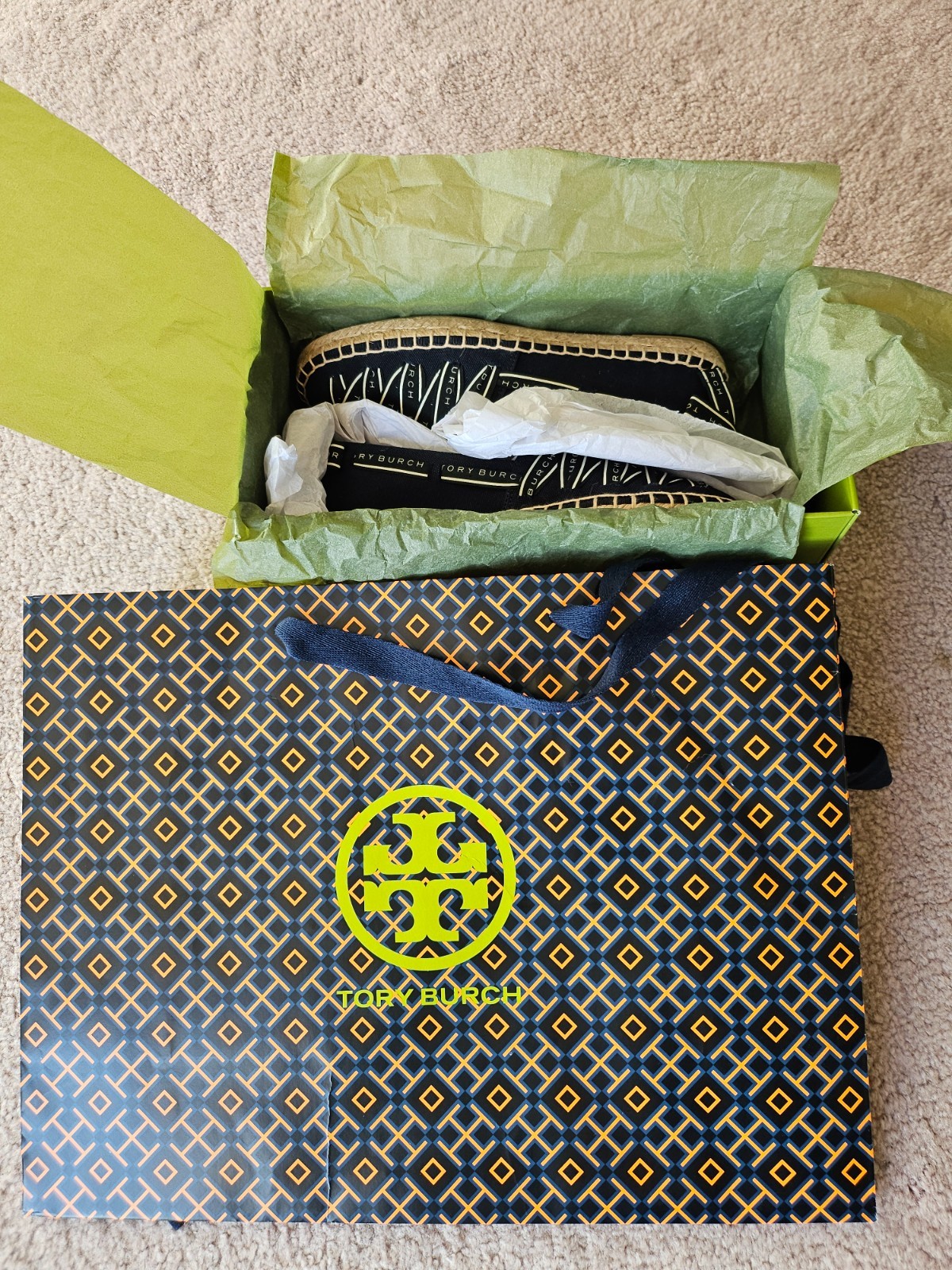 Authentic Tory Burch Ribbon Espadrille Olona It Canvas 7 Perfect Navy