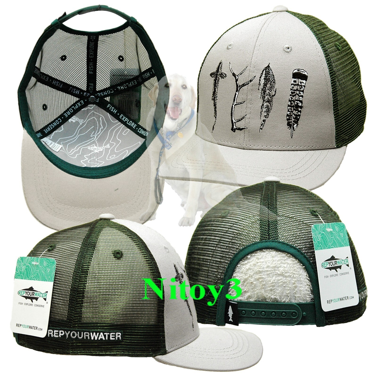 RepYourWater Adventure High Profile Embroidered Trucker Baseball Hat-Cap Men