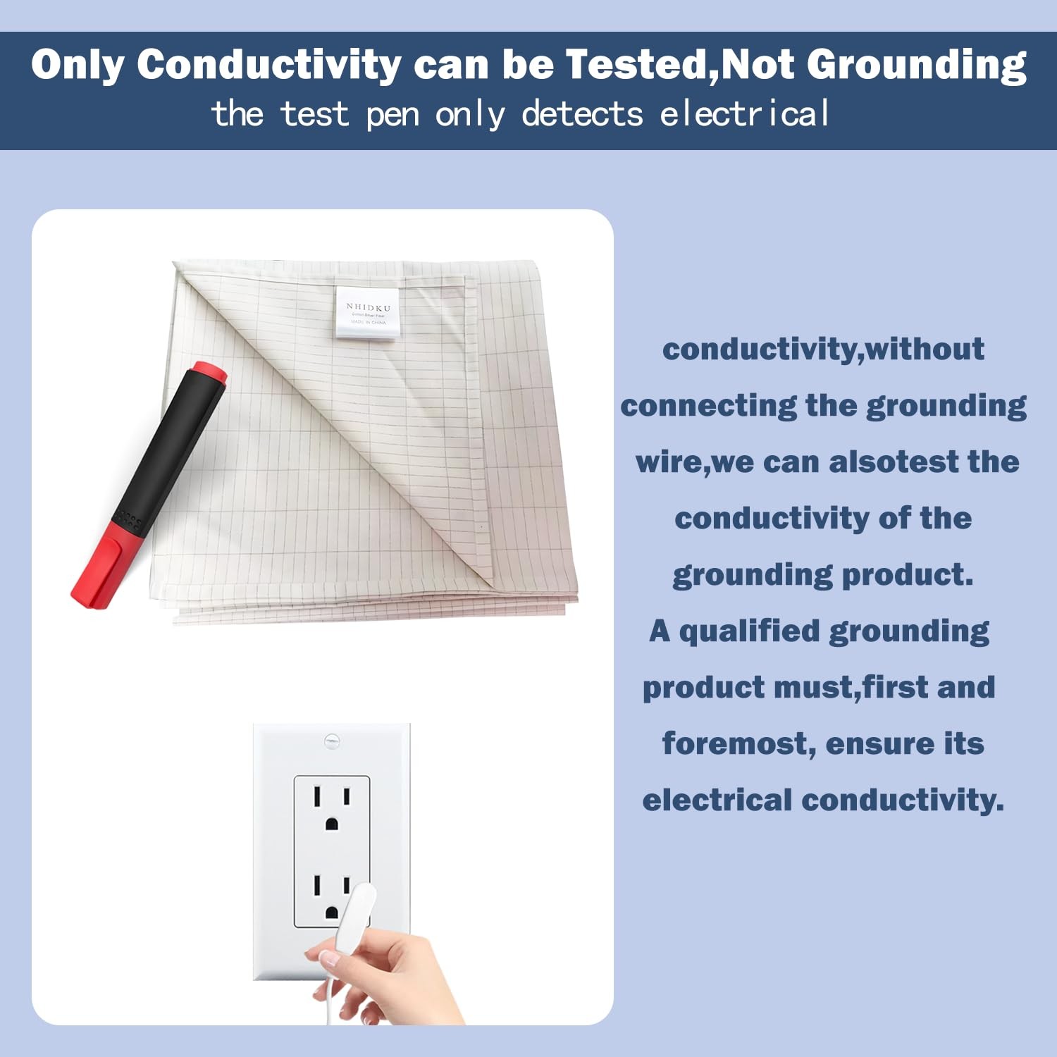 Conductivity Test Pen, Continuity Tester for Grounding Mats, Sheets, Pads, Bl...