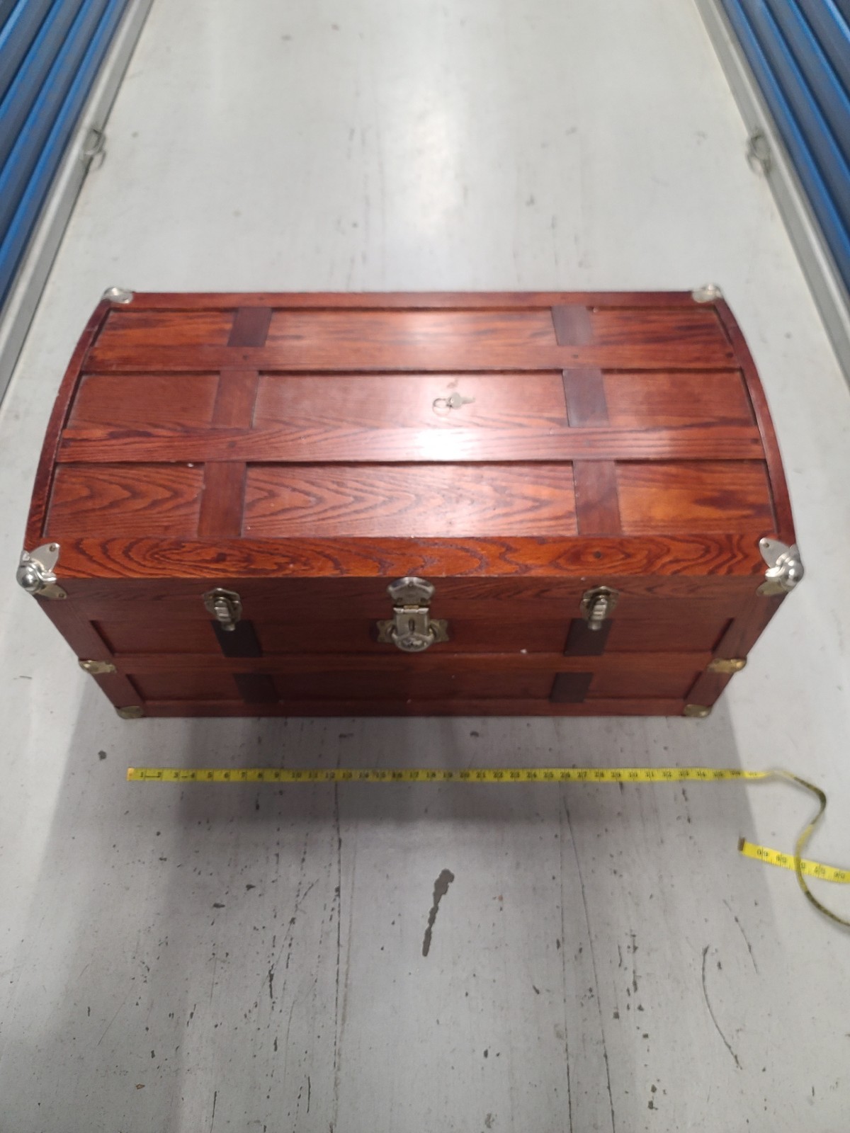 DutchCrafters Amish Handcrafted Benderson Oak Wood Steamer Trunk