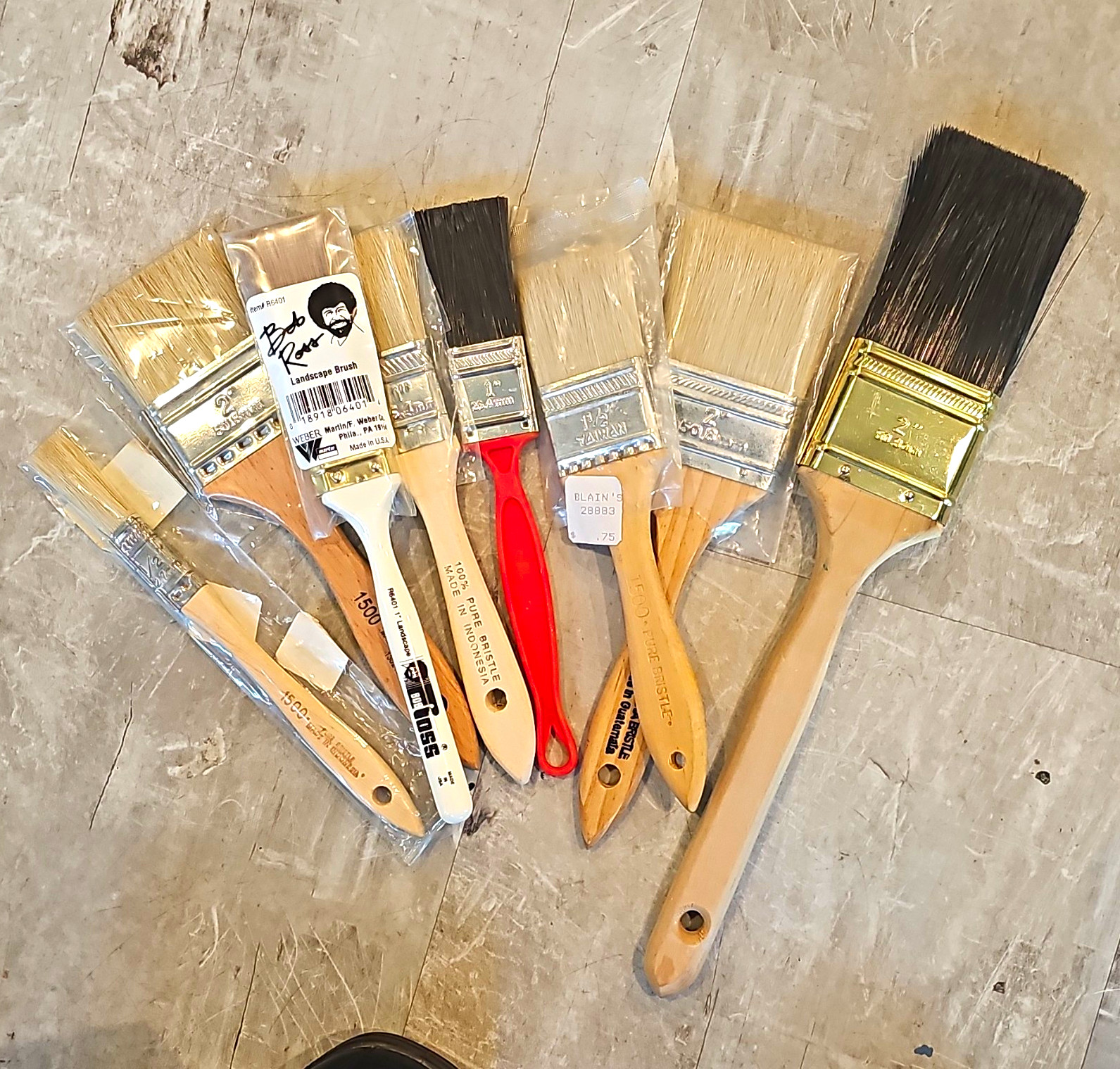Lot of 8 Assorted Paint Brushes - Mixed Sizes (1" to 3") Flat & Angle, New
