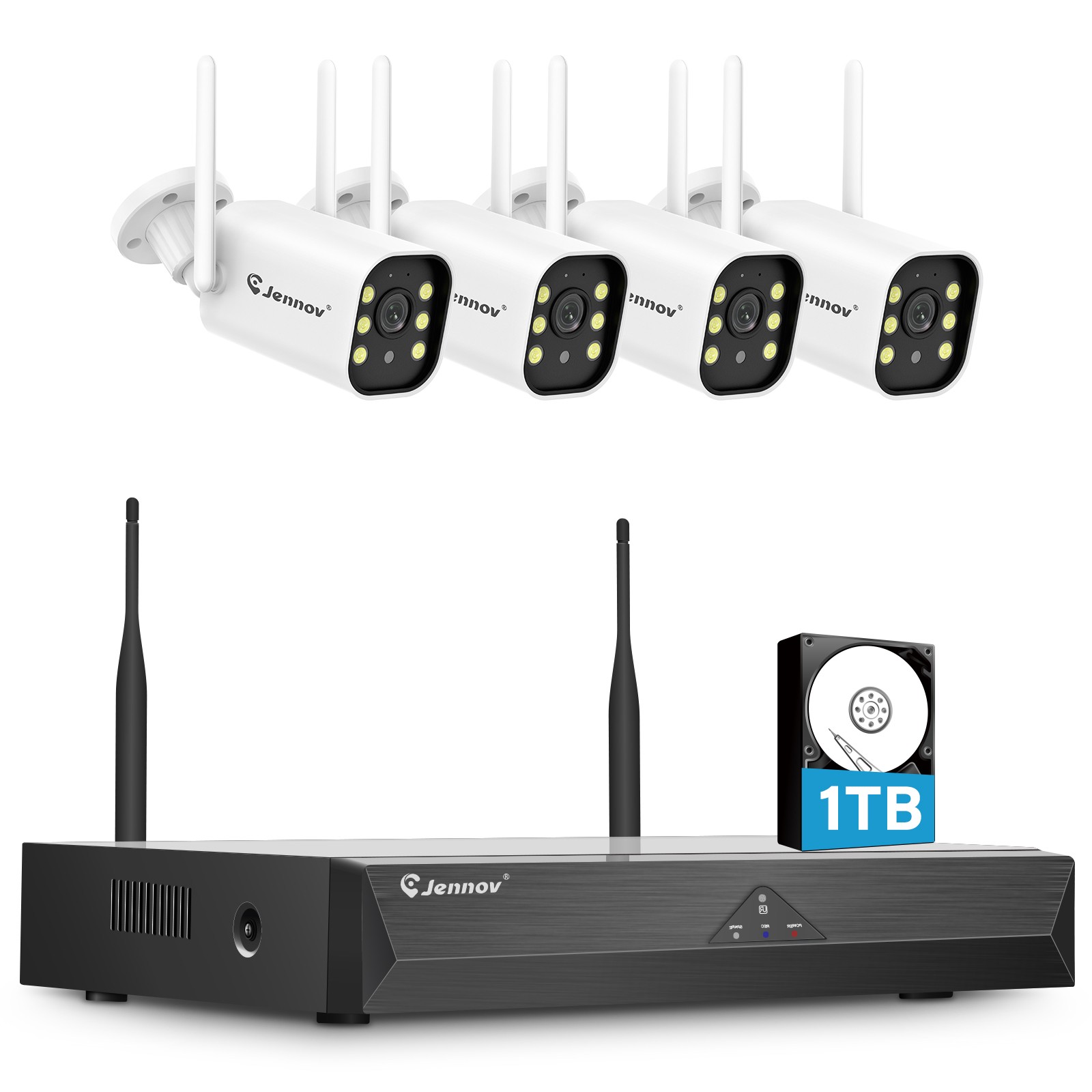 JENNOV 5MP IP Camera WiFi Outdoor Security Camera System Surveillance Camera NVR