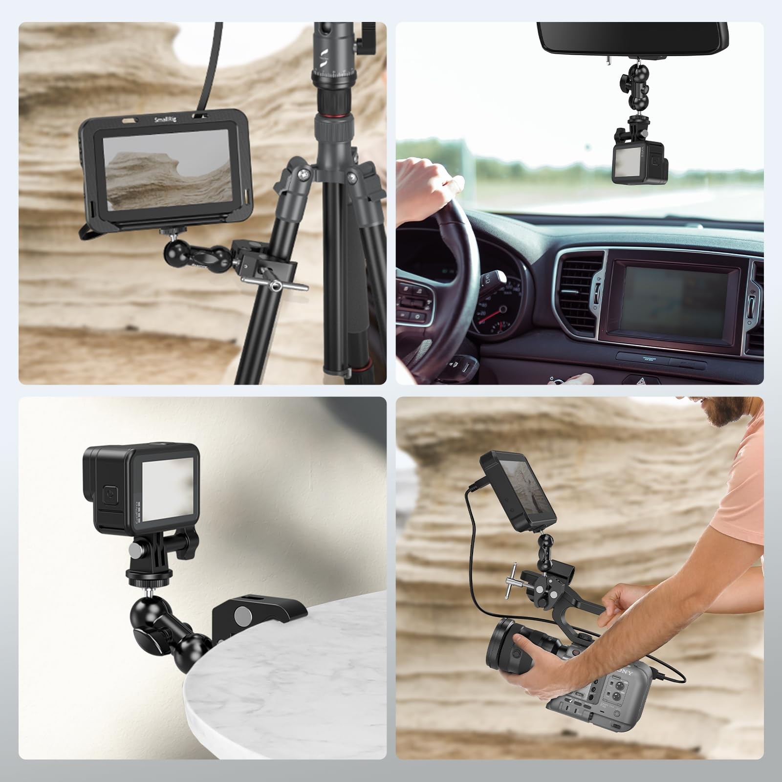 Super Clamp Mount 2-Pack, Double Ball Head Arm for