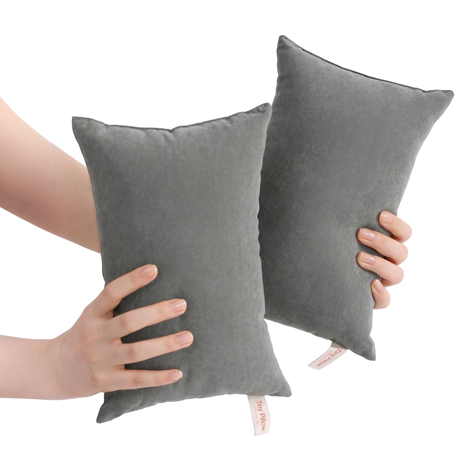 BEDSUM Mini Pillows 11x7 Microfiber: Travel Inserts, 2 Pack, Dark Grey