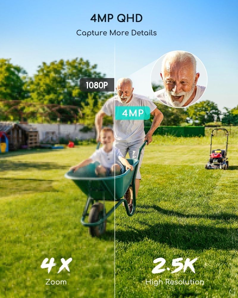 COOAU Wireless Outdoor Security Camera System 2 Solar Cameras with 4MP & 360°