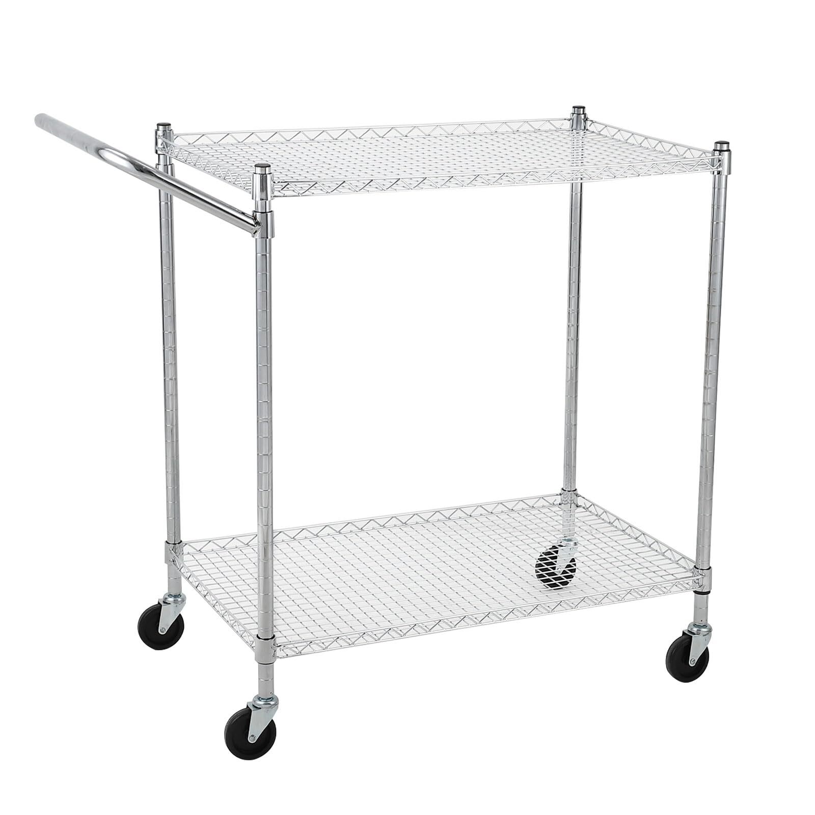 2-Tier Movable Storage Rack with Wheels Kitchen Storage Organizer Rolling Cart