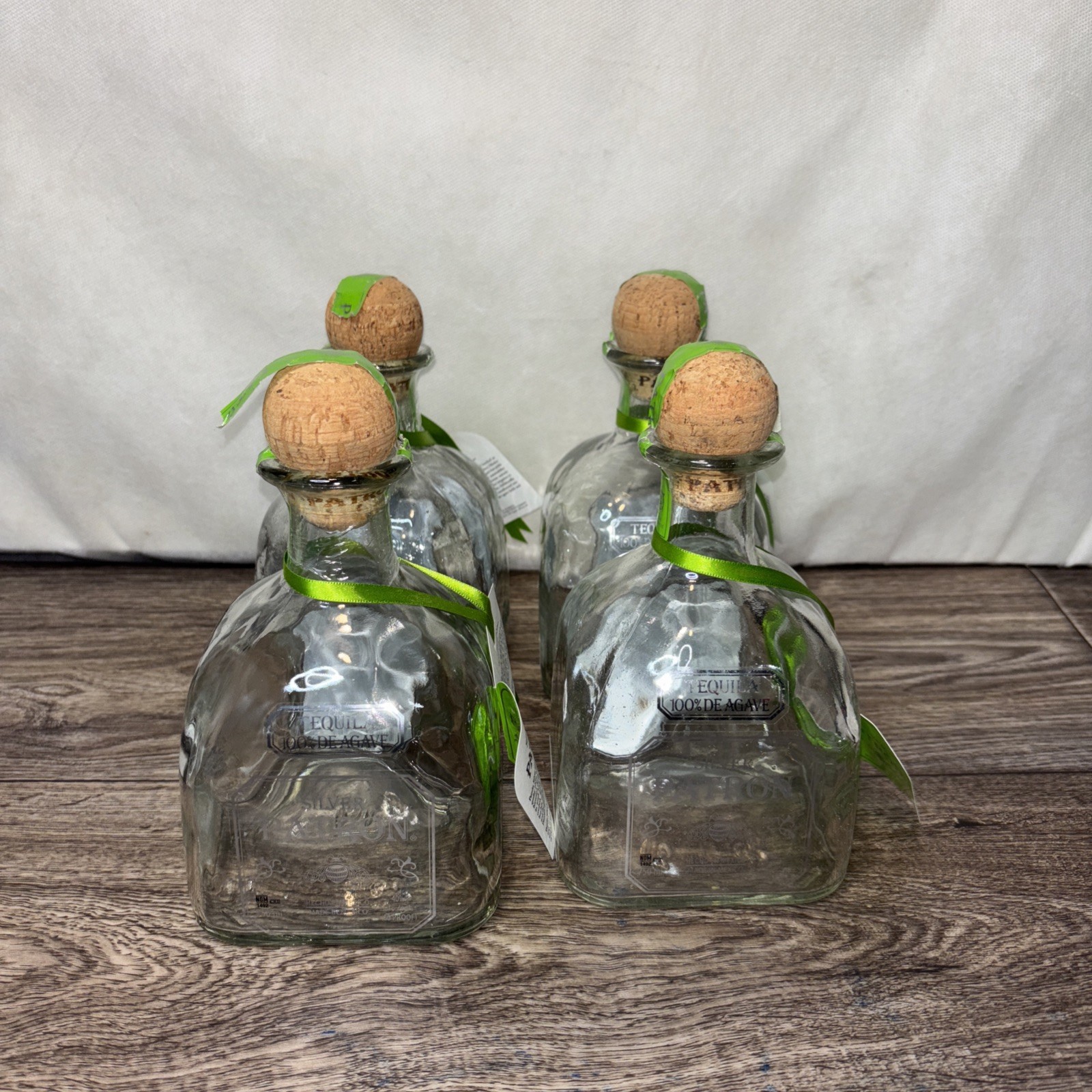 Lot of 4 Patron Silver Tequila Empty Bottles Corks 750ml Arts Crafts