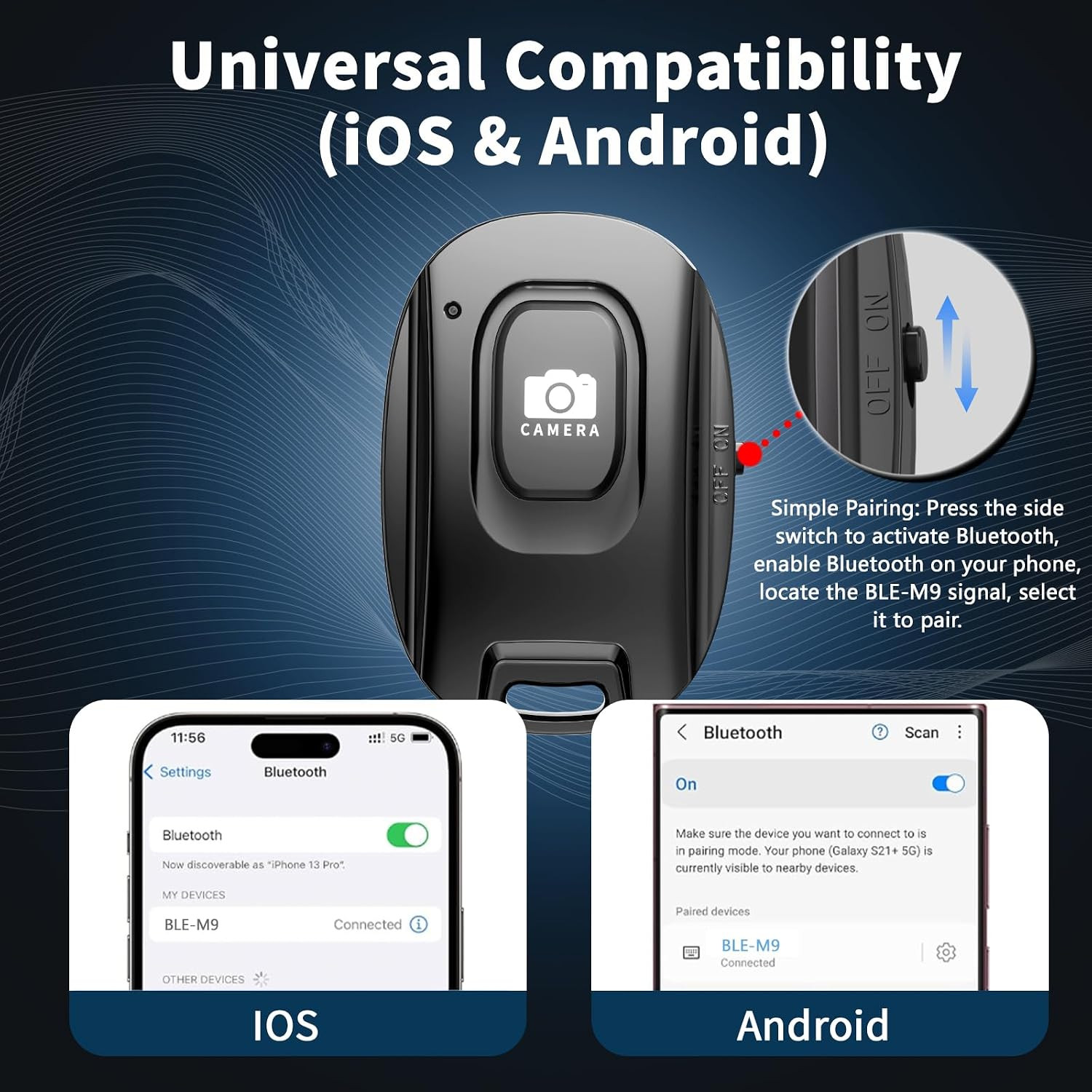 2 Pack Rechargeable Wireless Camera Remote Shutter for Iphone
