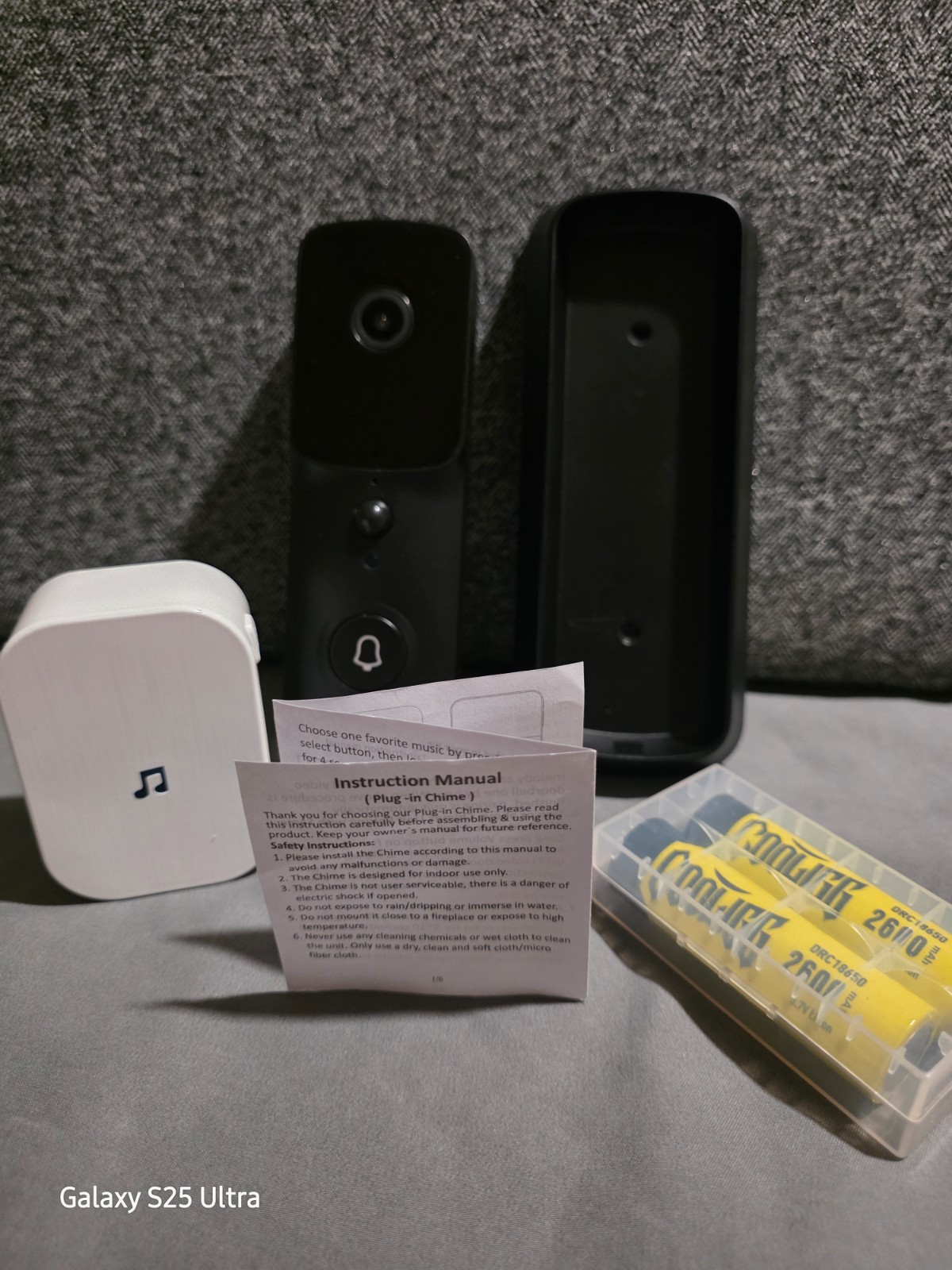 Smart WiFi Video Doorbell Kit w/ Camera, Chime, Batteries, App Control