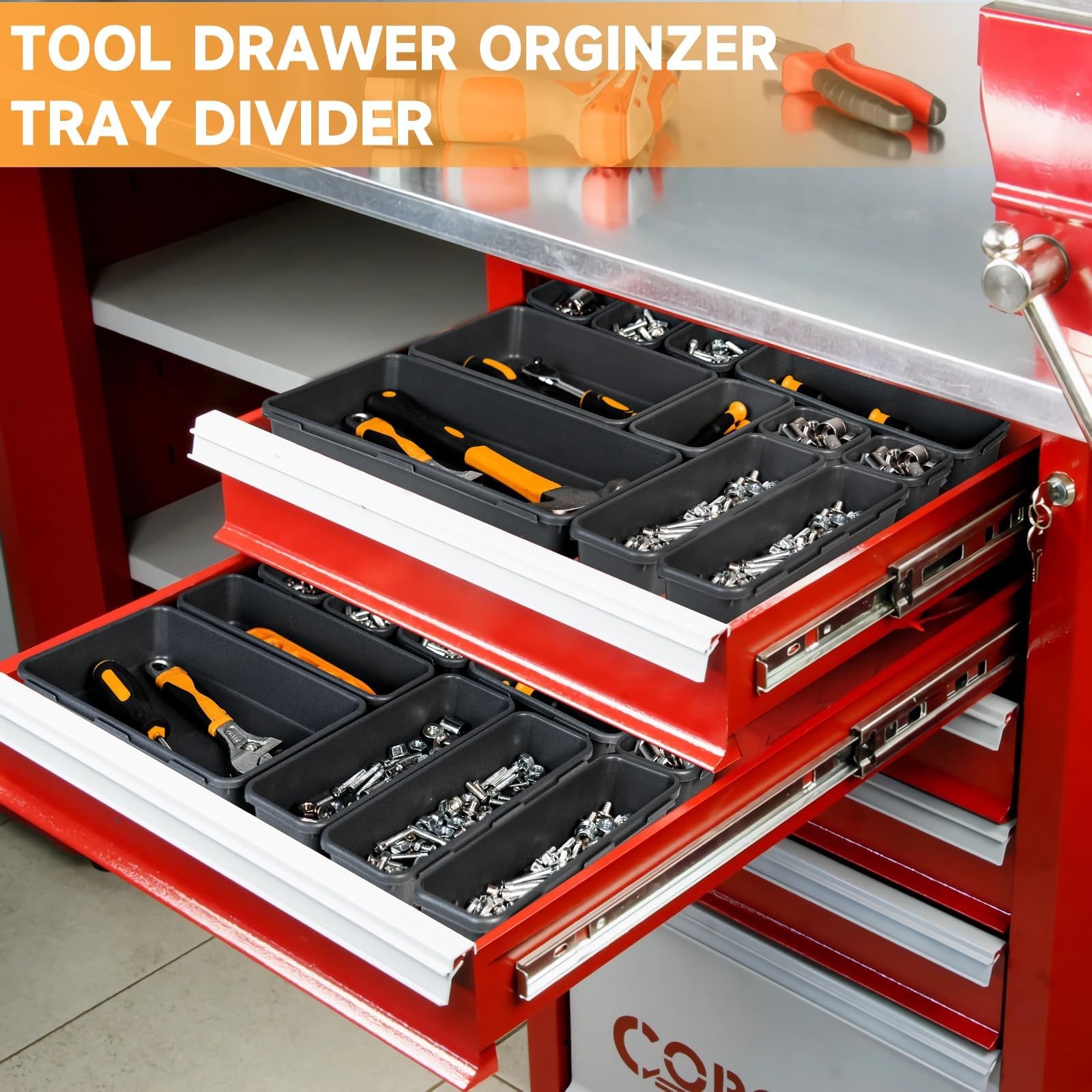60 PCS Upgraded Tool Box Organizer Tray, Toolbox Desk Drawer Organizer, Tool ...