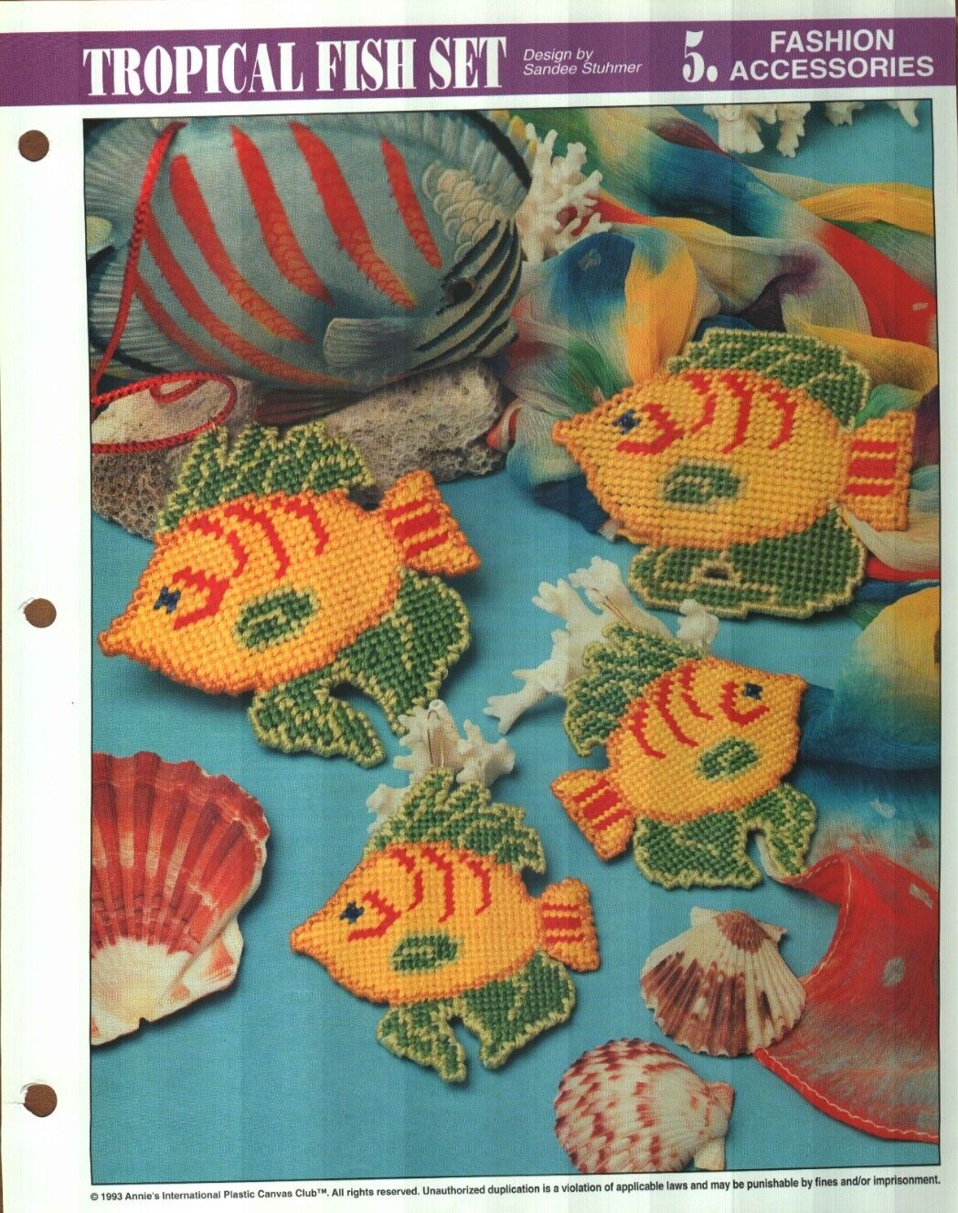 NEW TROPICAL FISH SET NECKLACE ANNIE'S PLASTIC CANVAS PATTERN INSTRUCTIONS