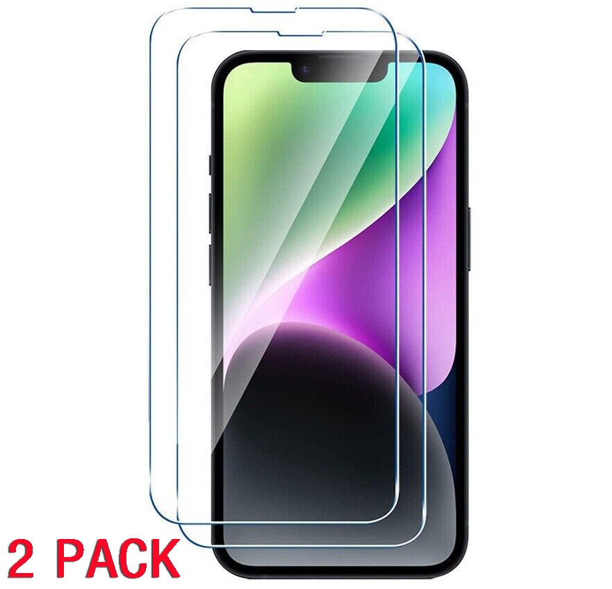 2 Pack Screen Protector Tempered Glass For iPhone 13/14/15/16 Pro Max Plus mini
