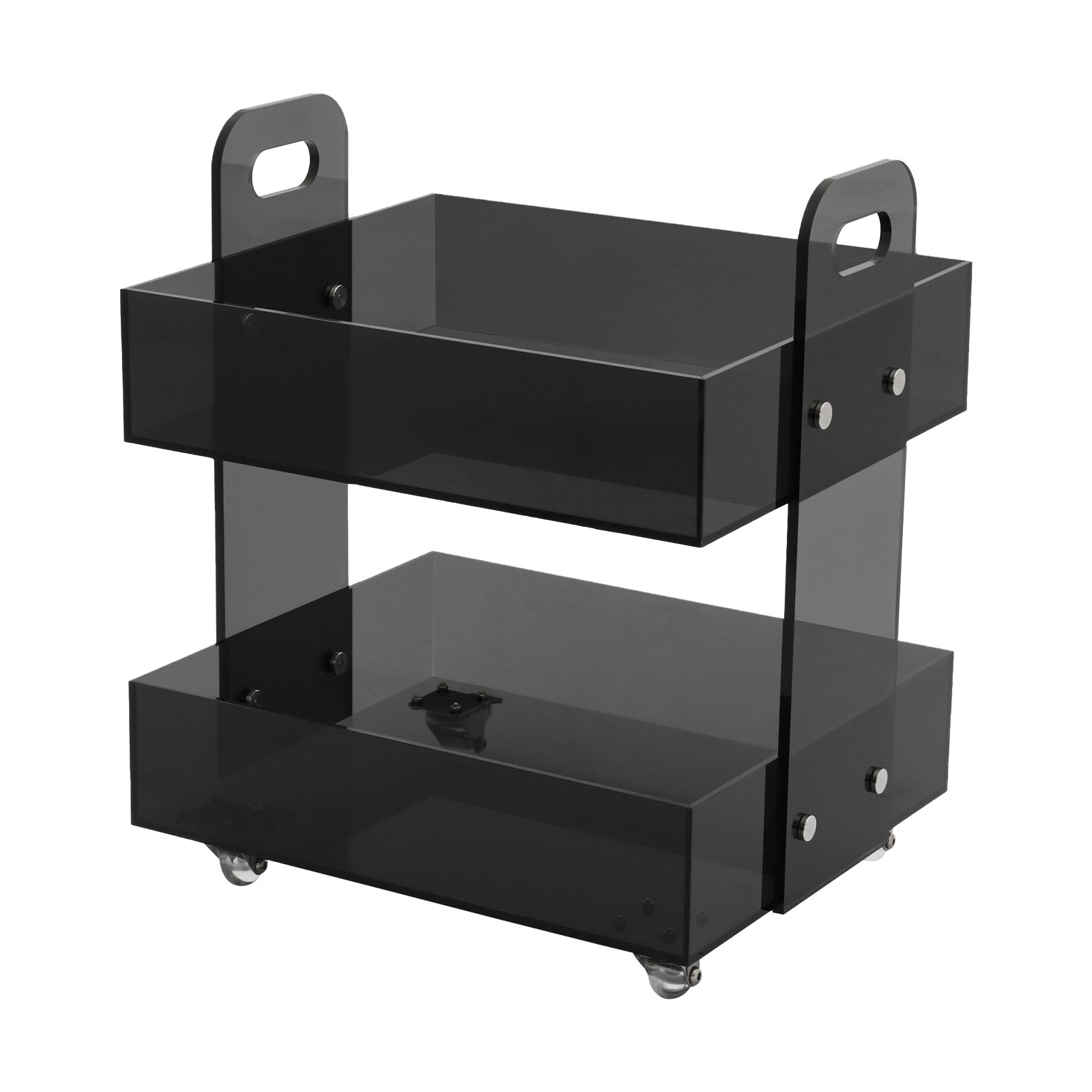 Clear Storage Side Table with 4 Wheels Acrylic Nightstand Transparent End Table