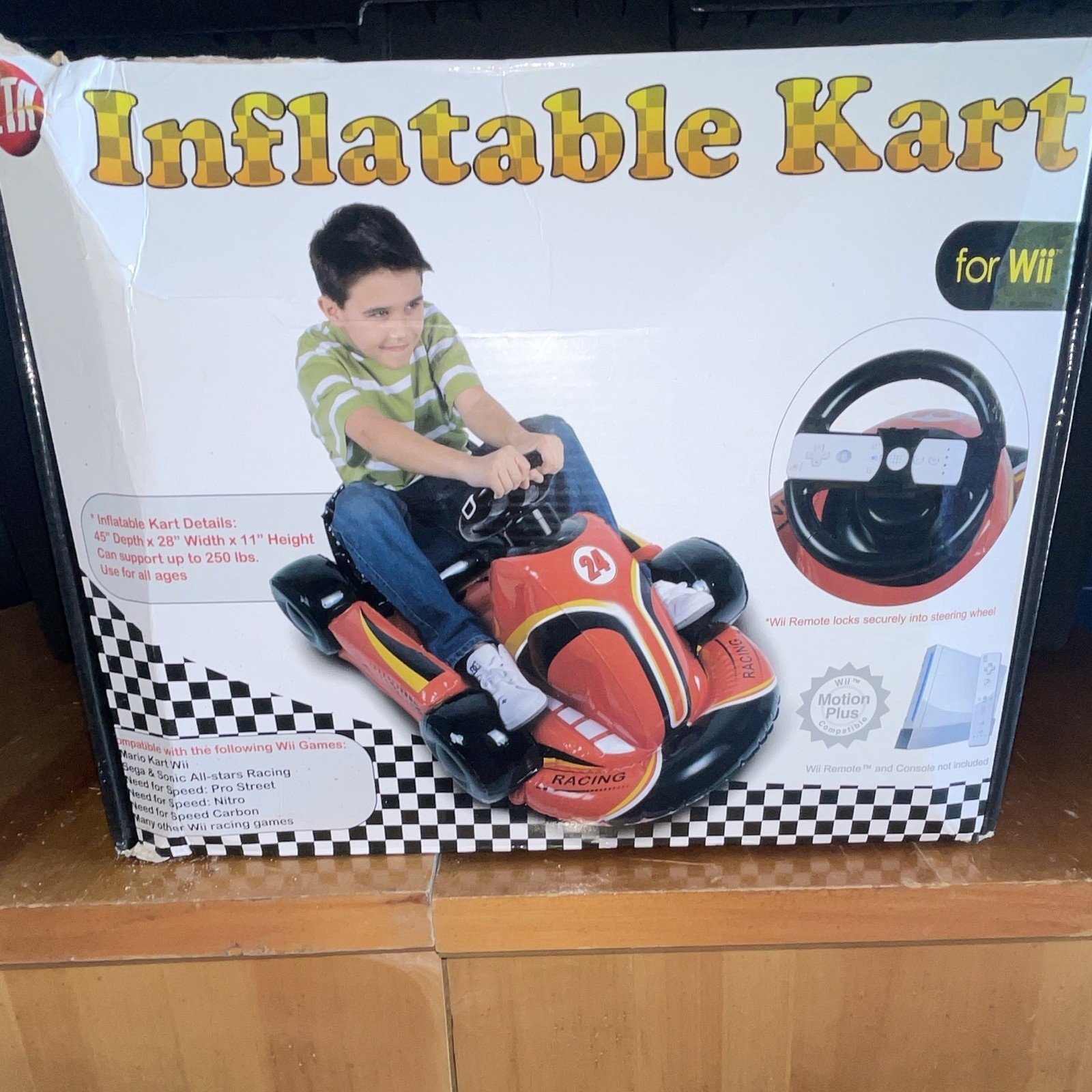 CTA Inflatable Kart Racing Wheel for Nintendo Wii WI-RACER Red/Black 45x28x11