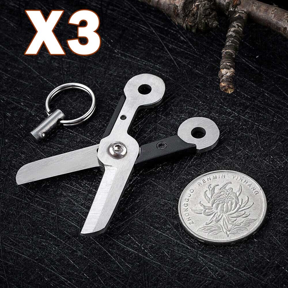 3PCS Gear Scissor Spring Load Detachable Pocket Keychain Multi Tool Survival EDC