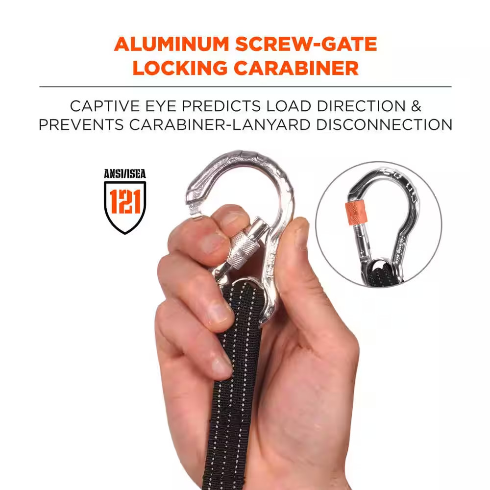 10 Lbs. Black Standard Single Carabiner Tool Lanyard