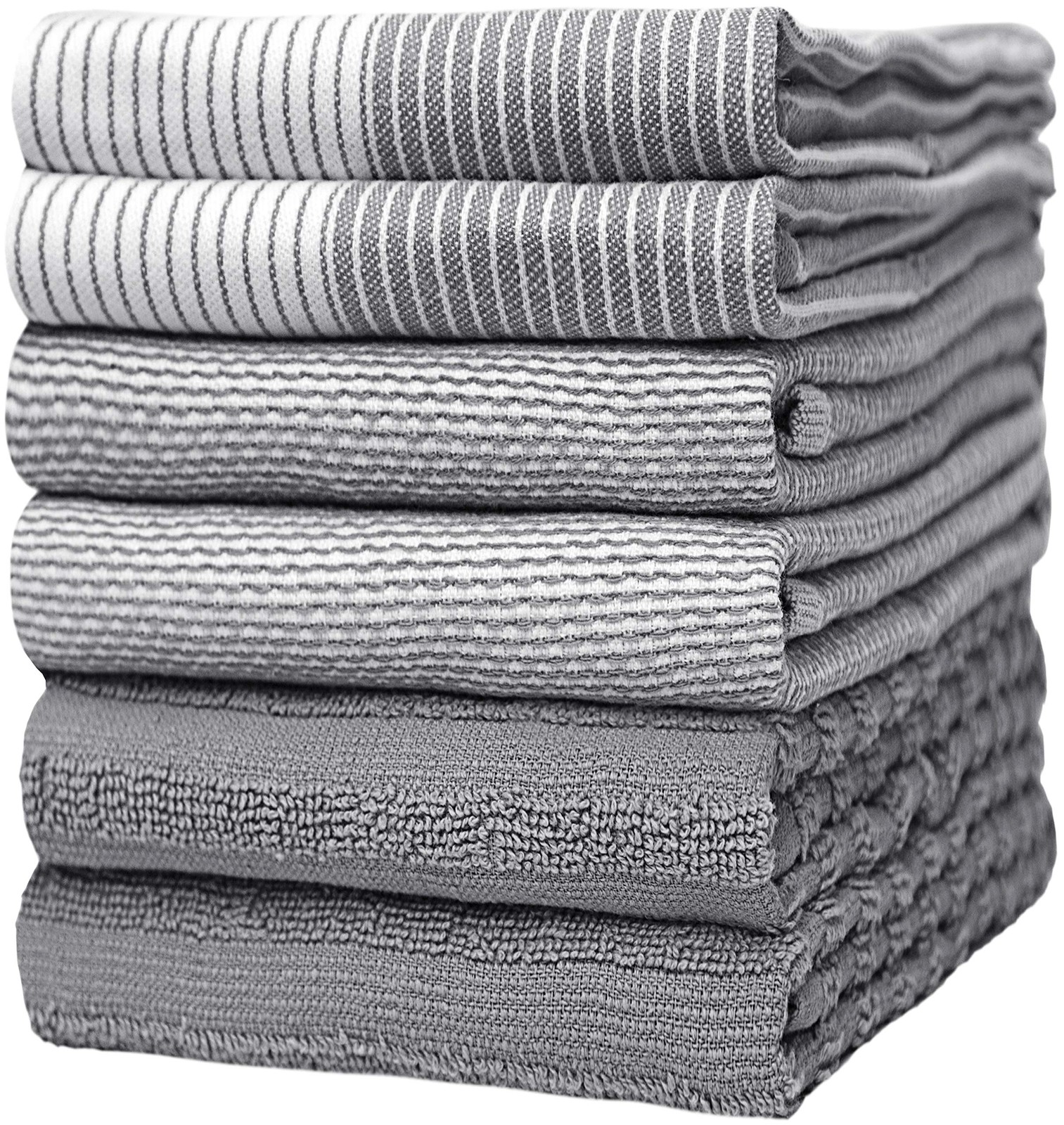 Premium Kitchen Towels 20”x 28”, 6 Pack | Large Cotton Dish Towels | Flat & T...