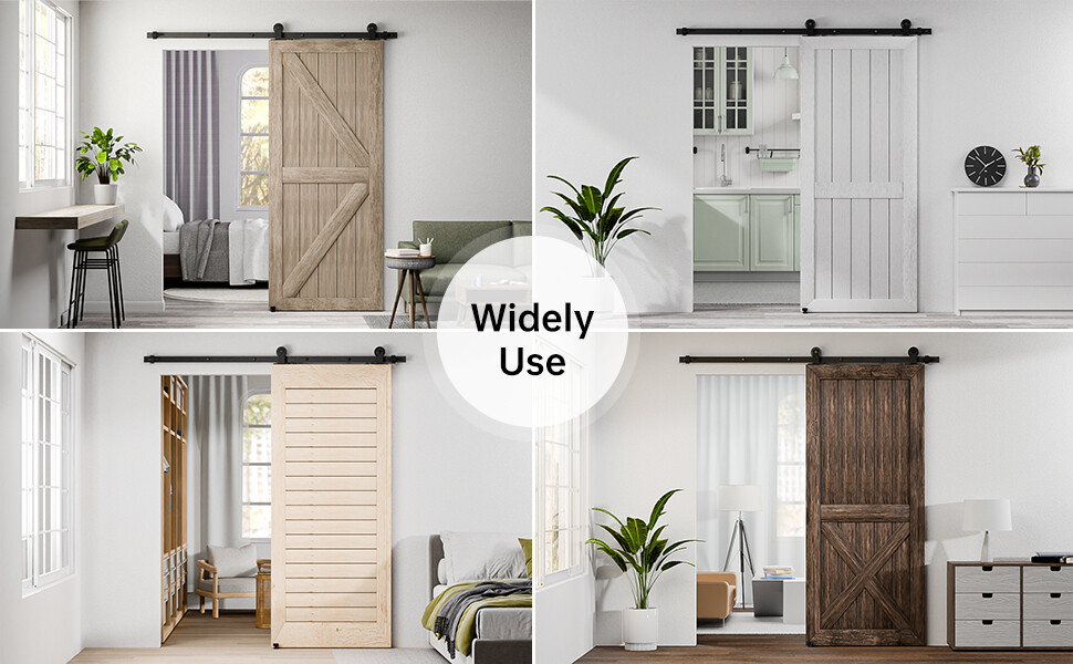 4FT-20FT Sliding Barn Door Hardware Track Single/Double Door &Adjustable Guide