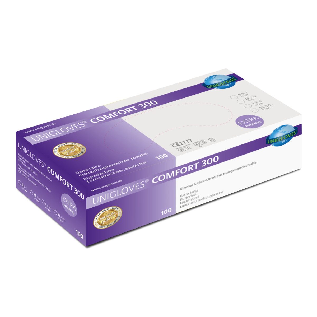 Unigloves Comfort 300 Latex Disposable Gloves Mitts S-L White 30cm