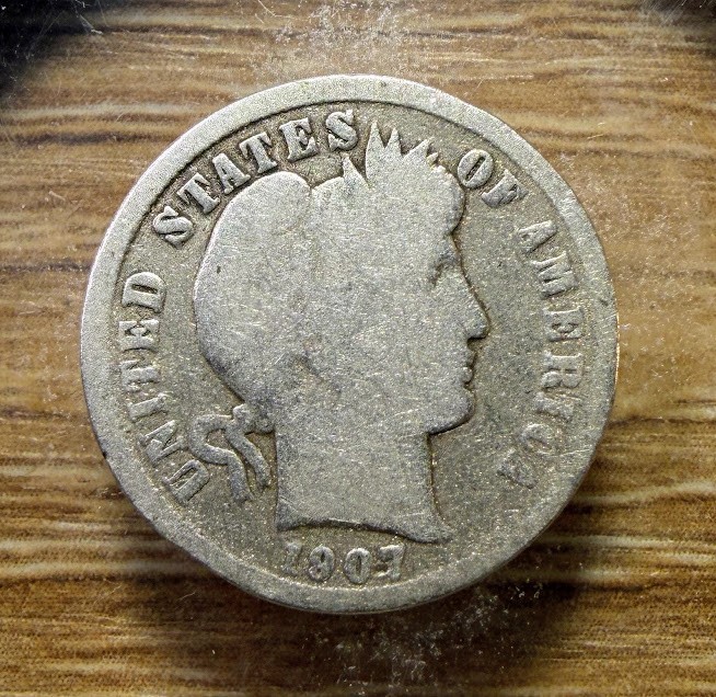 1907-P Barber Dime - Actual Silver Coin Shown - Free Shipping & Tracking INV823