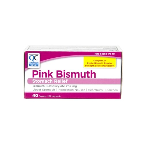 Quality Choice Pink Bismuth Caplets 40 Count Each