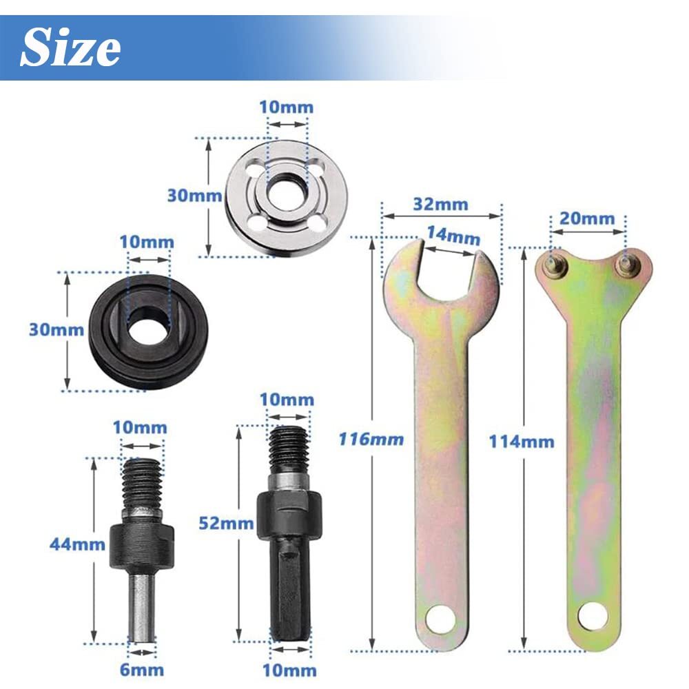Eyech Drill Angle Grinder Adapter 6mm &10mm Arbor Mandrel Adaptor with 2 Span...