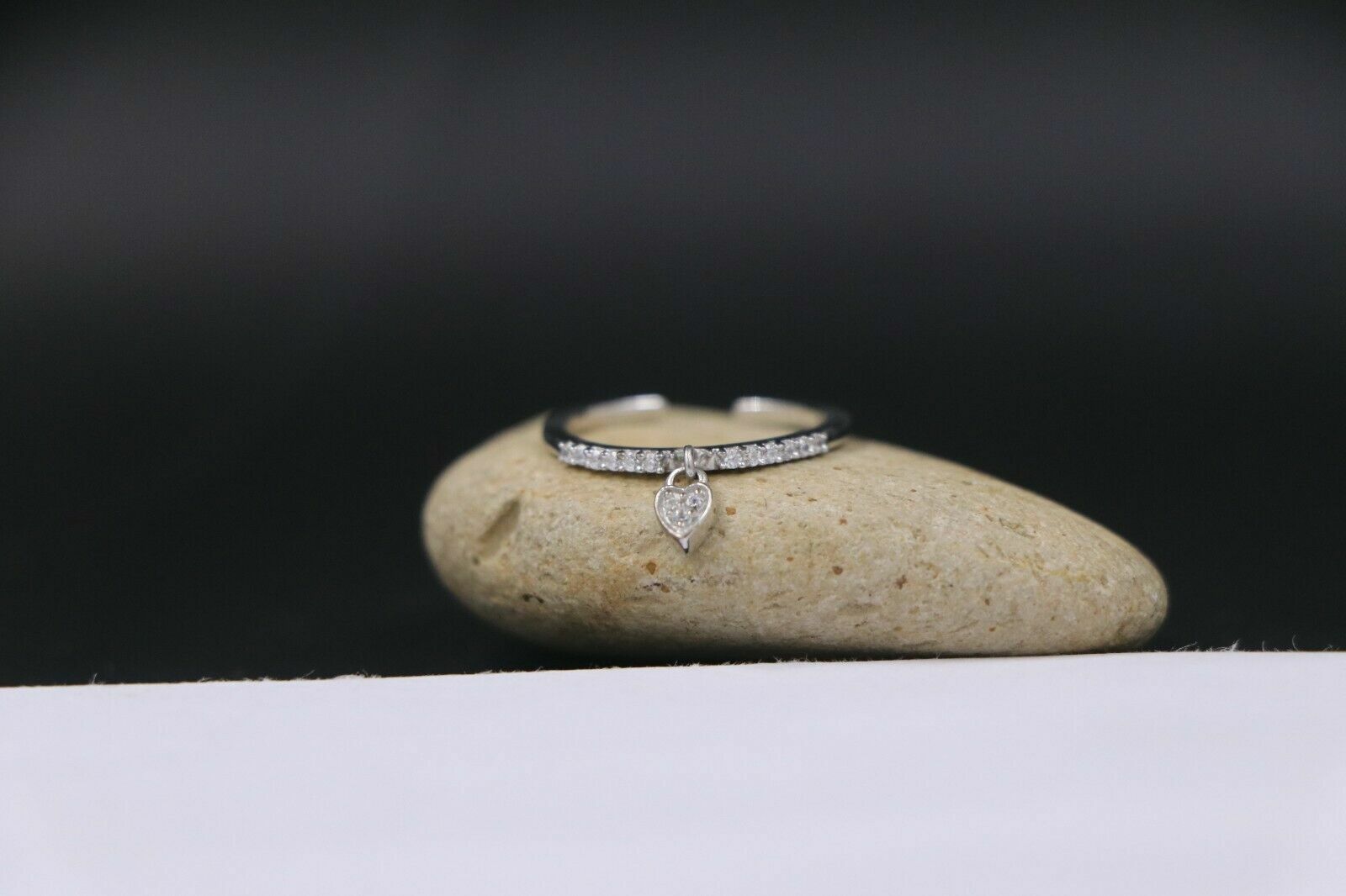 0.10ct Diamond Heart Adjustable Women's Toe Ring 14K White Gold Finish