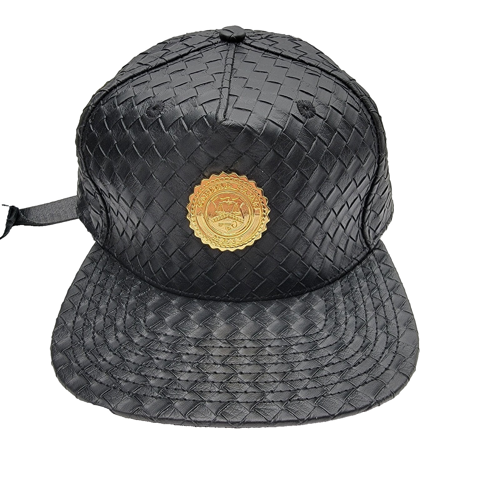 Capital Gains Black Woven Backpack + Strapback Hat Bundle NWT Gold Logo