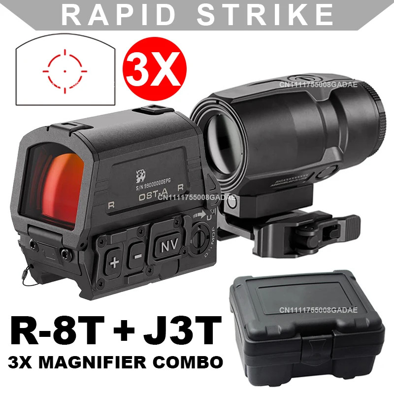 R-8T Holographic Sight J3T 3X Magnifier Combo NV Motion Sensing Tactical Scope