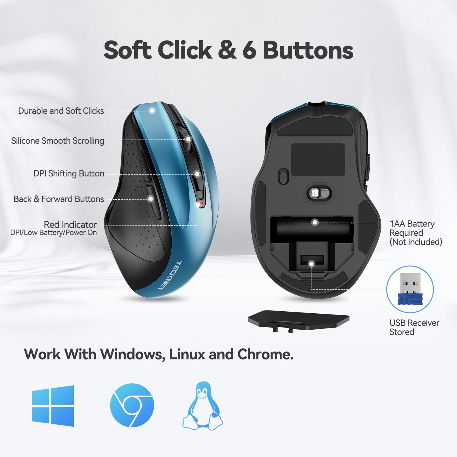 Wireless , 2.4G Ergonomic Optical , Computer for Laptop, PC, Computer, Chrome...