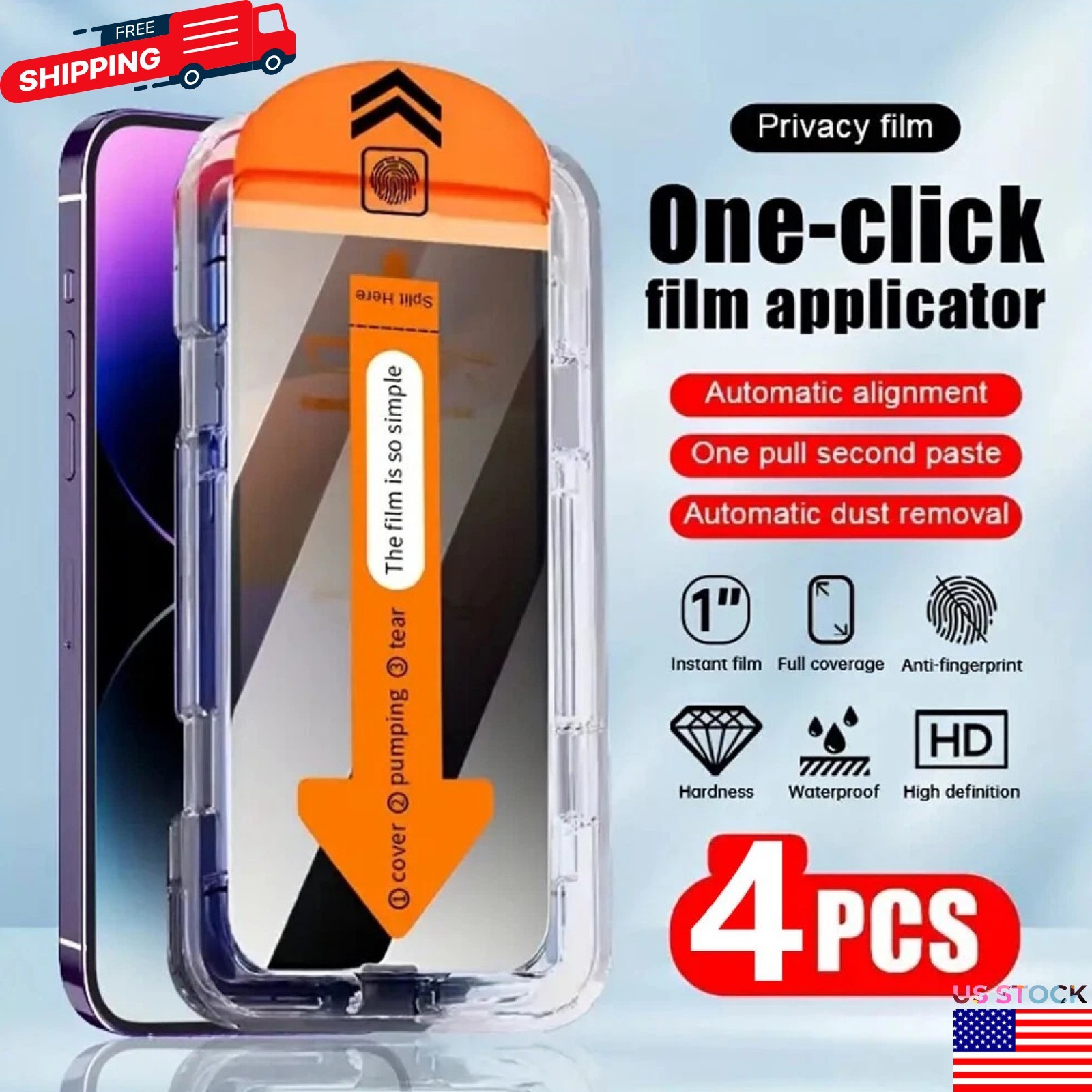 4-Pack Premium Privacy Screen Protector Anti-Spy for iPhone 14 15 16 17 Pro Max