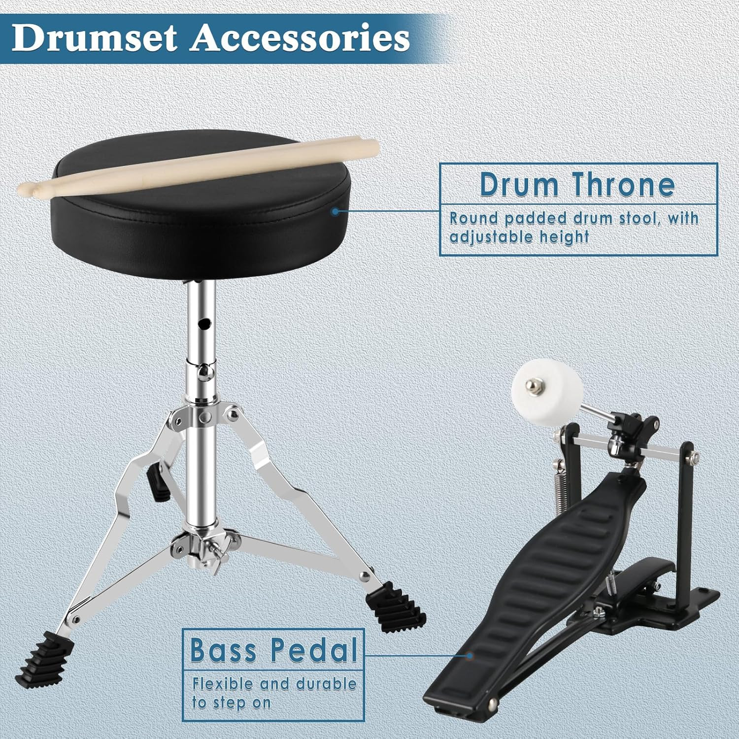 Drum Set, 3 Piece 14'' Drum Sets for Drummer,Beginner, Drum Set with Adjustable