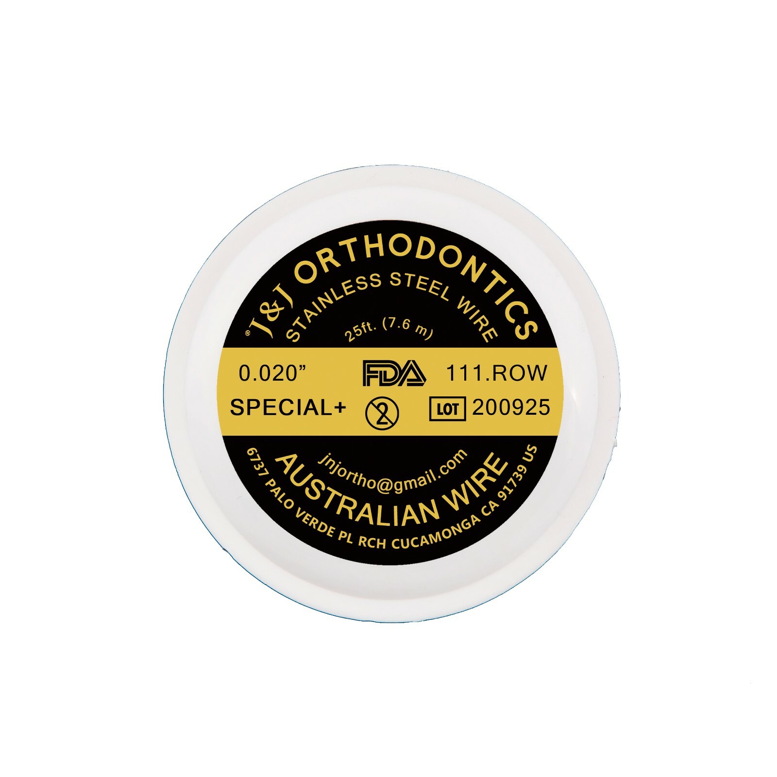 J&J Ortho™ Orthodontic Australian Wire Spool 25'(7.6m) Special Plus