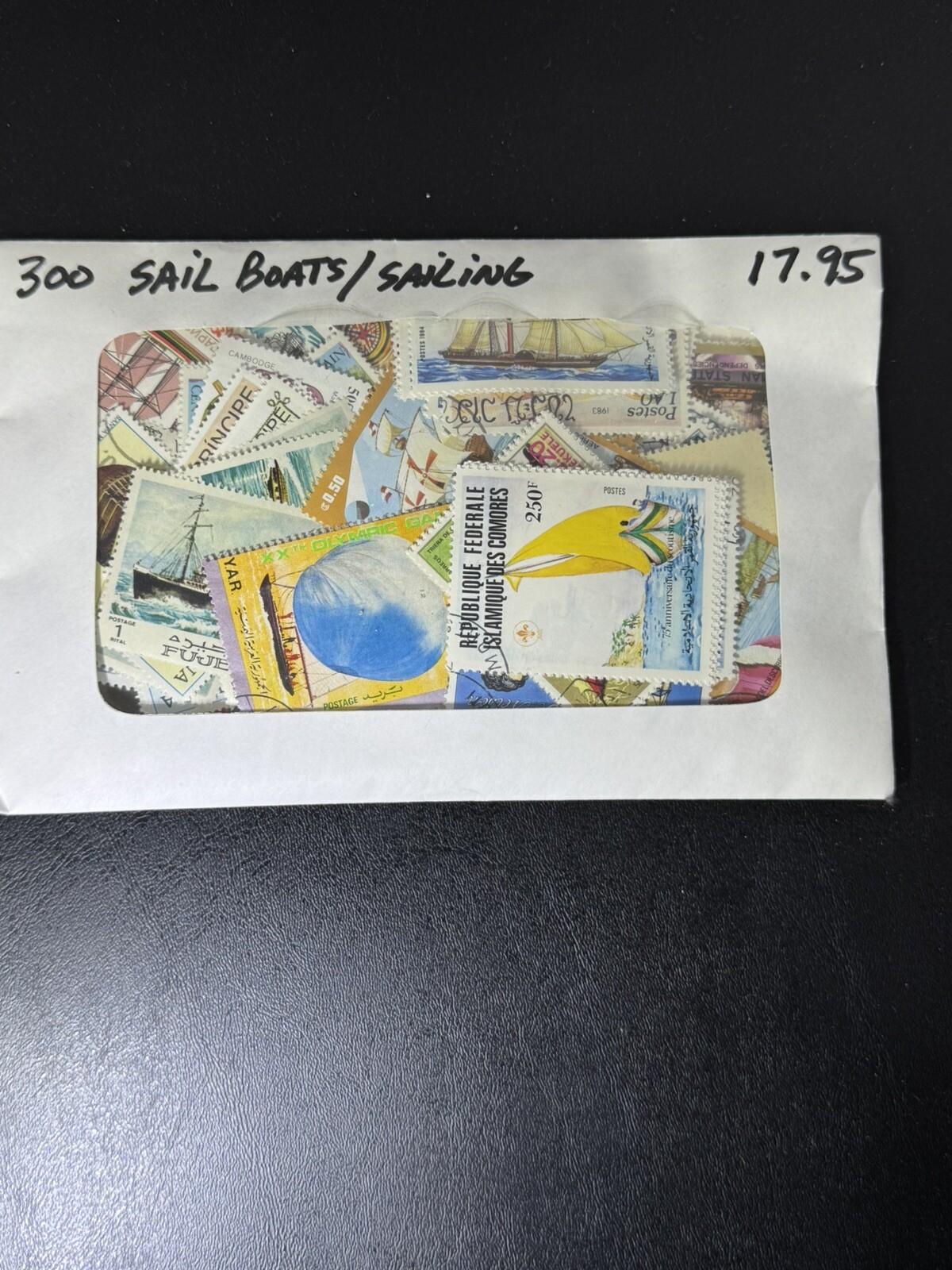 300 Premium World Assortment Used Stamp Collection Featuring Ships & Sailboats