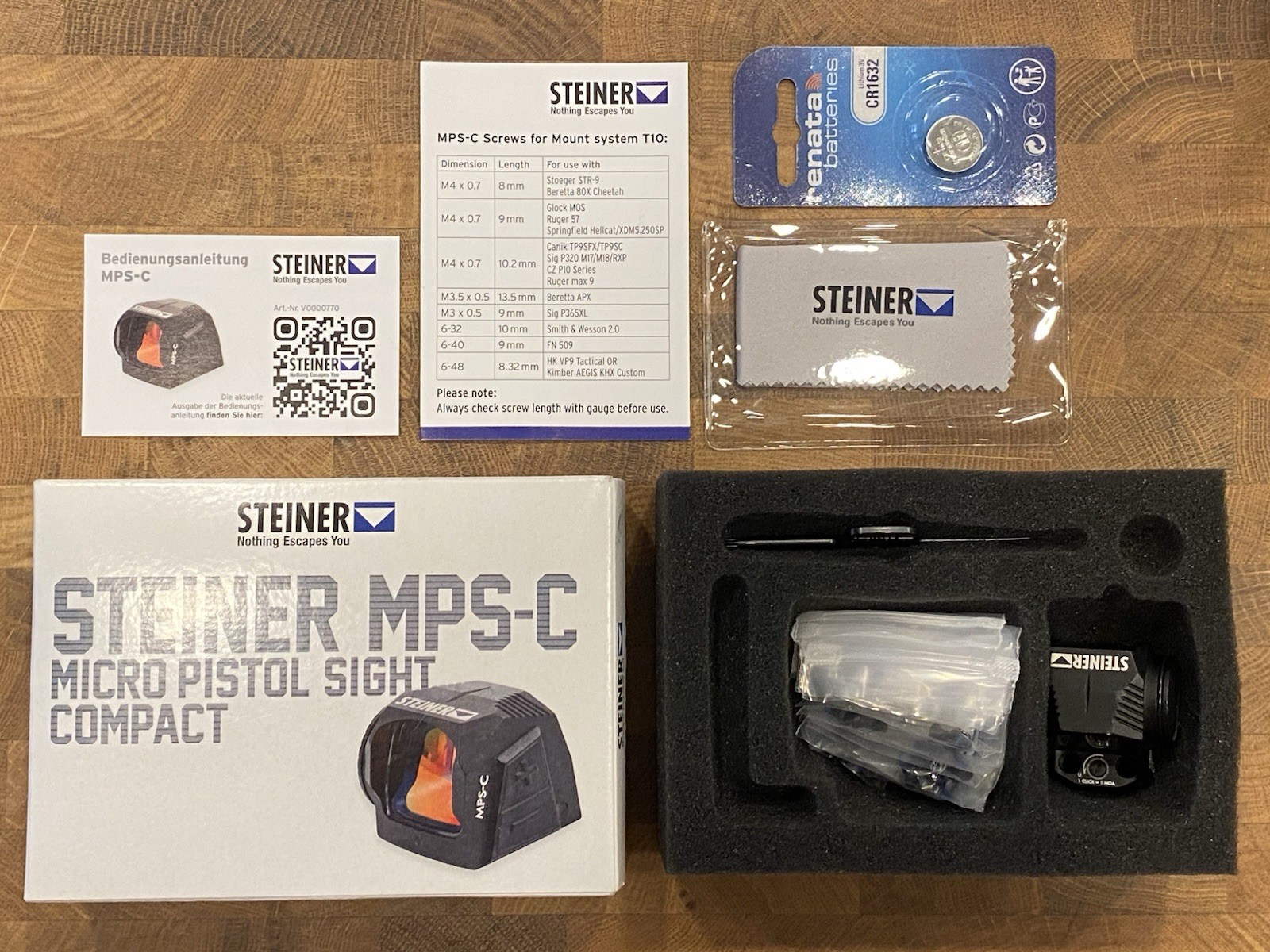 Steiner MPS-C Micro Pistol Sight Compact *NEW* w/box, battery, install tool