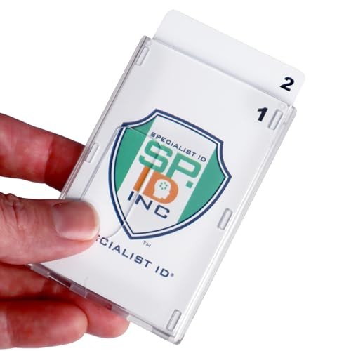 Heavy Duty Crystal Clear 2 Card Badge Holder (Holds Two Cards) - Vertical Dual