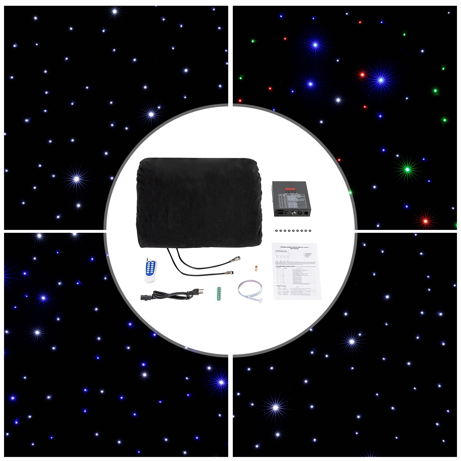 3*6M LED Stage Star Backdrop Multicolour LED Stage Curtain Remote-controlled