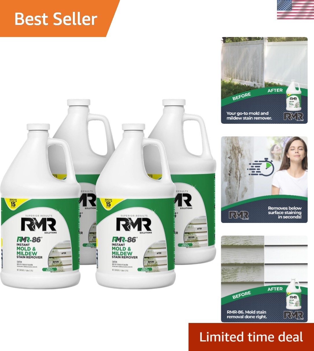Fresh Scented RMR-86 Mold & Mildew Stain Remover - 4 Gallon Fast-Acting Solution