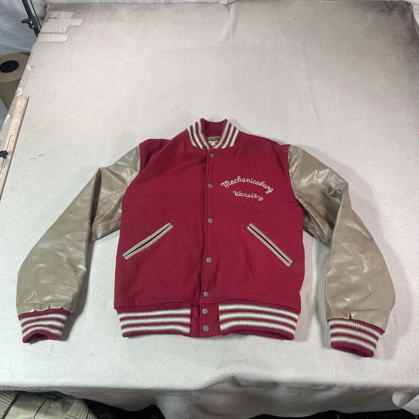 Vintage Mechanicsburg Varsity Jacket Mens Small Red Letterman Standard Pennant