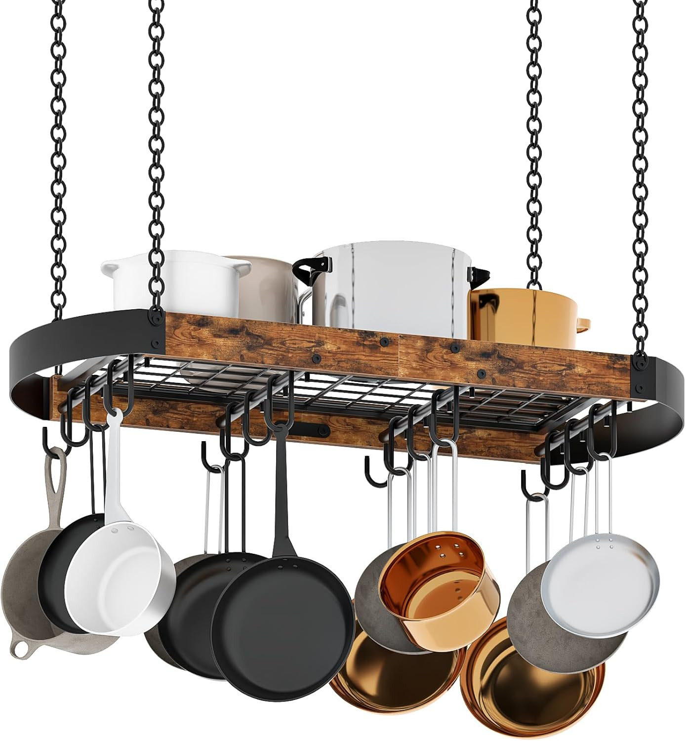 31.7-Inch Hanging Pot Rack, Space-Saving Pot Hanger for Kitchen, Ceiling Pan Han